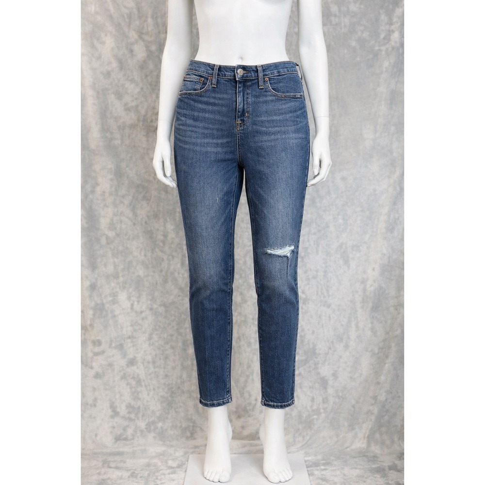 J.Crew Women Jeans Mercantile Slim Boyfriend 29 Medium Wash Distressed Raw Hem